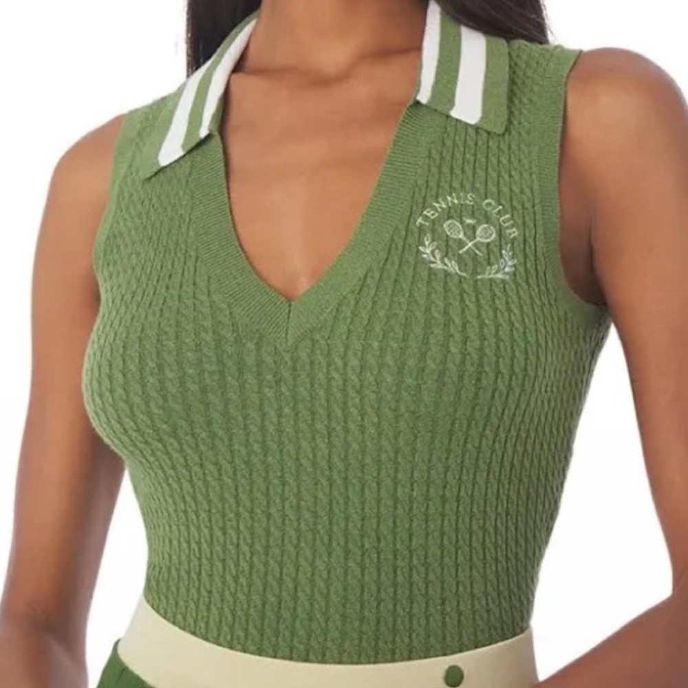 WeWoreWhat Tennis V-neck Polo Tank Top Sweater Vest